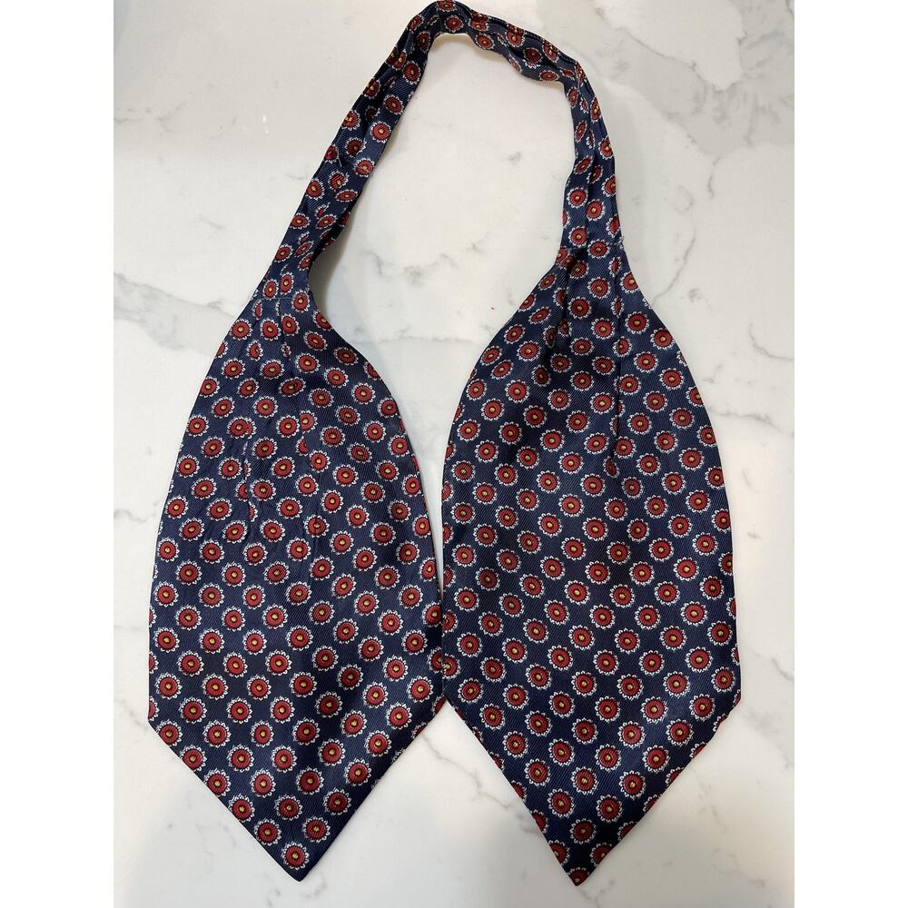 Mens Blue Ascot Cravat One Size Self-Tie Formal Adjustable Classic - Picture 2 of 2